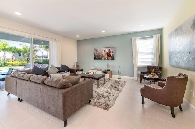 view of tiled living room