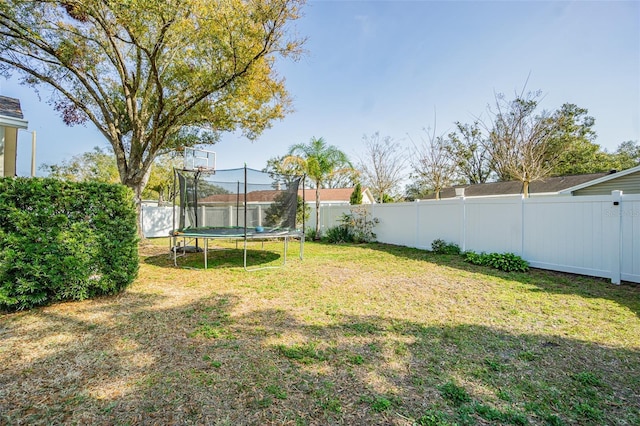 view of yard with a trampoline