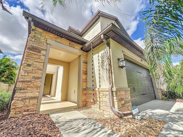 exterior space featuring a garage