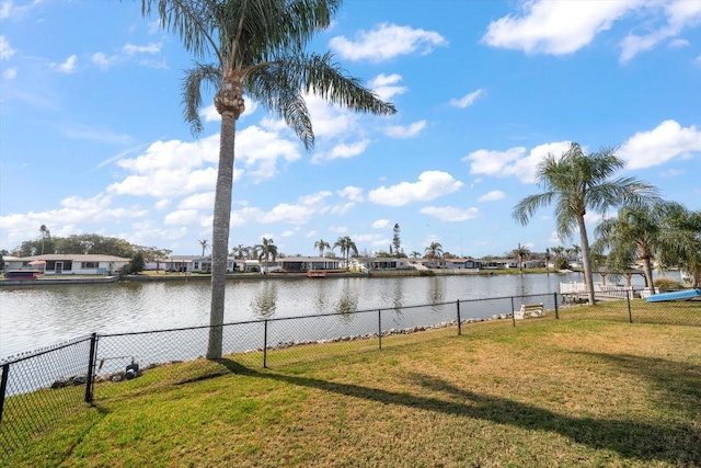 view of yard featuring a water view