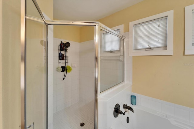 bathroom with independent shower and bath