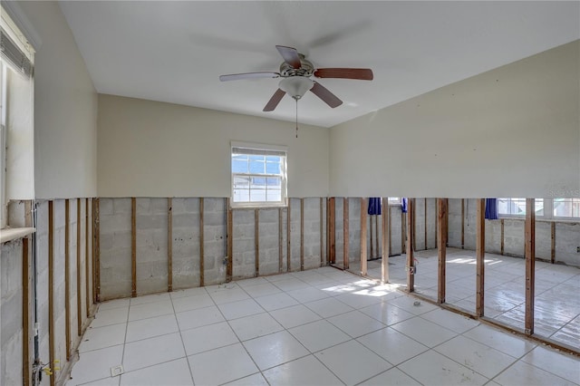 spare room with ceiling fan