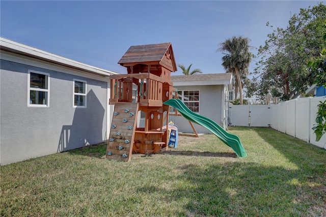 view of play area with a lawn