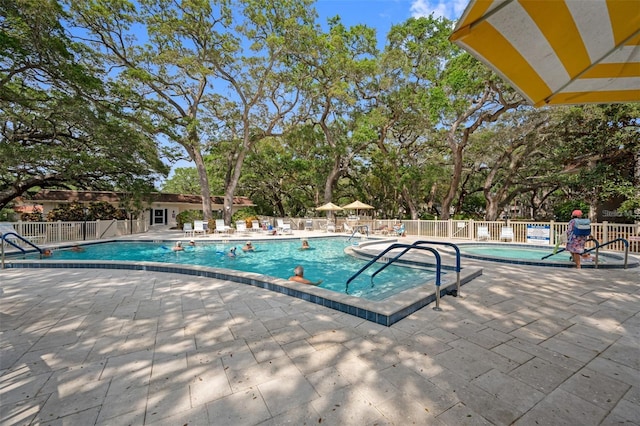 view of pool featuring a patio