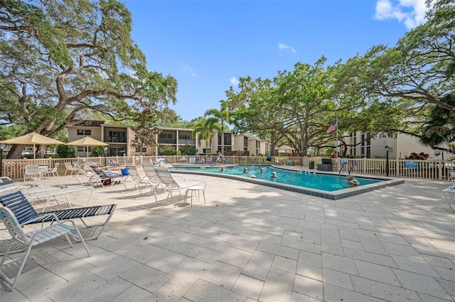 view of pool featuring a patio area