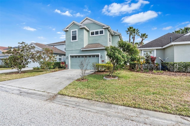 front of property featuring a garage and a front lawn