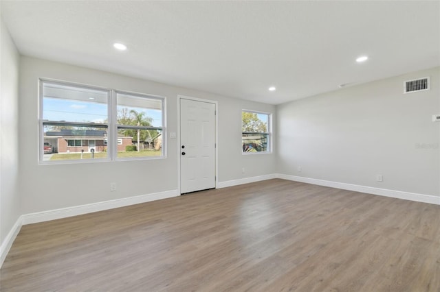 interior space with light hardwood / wood-style flooring