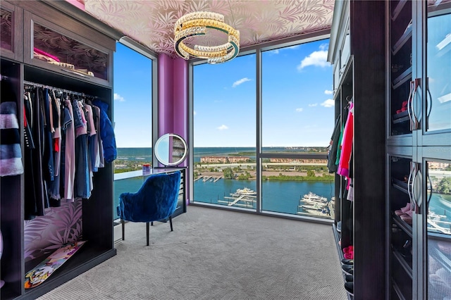 5120 Marina Way Unit 14002, Tampa, FL 33611 - office space with carpet, a water view, and floor to ceiling windows