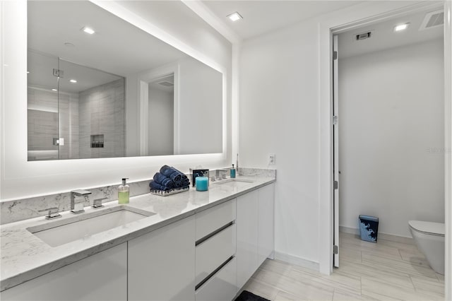 5120 Marina Way Unit 14002, Tampa, FL 33611 - bathroom with a stall shower, visible vents, a sink, and toilet