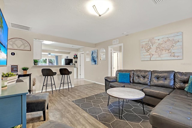 living room with hardwood / wood-style floors