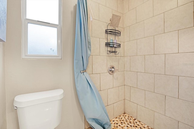 bathroom featuring toilet and walk in shower