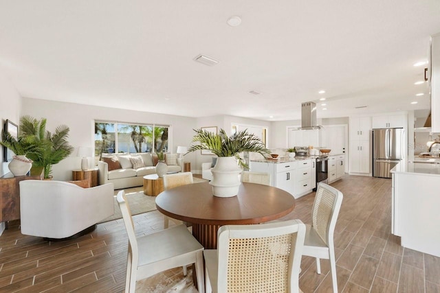 dining area featuring sink