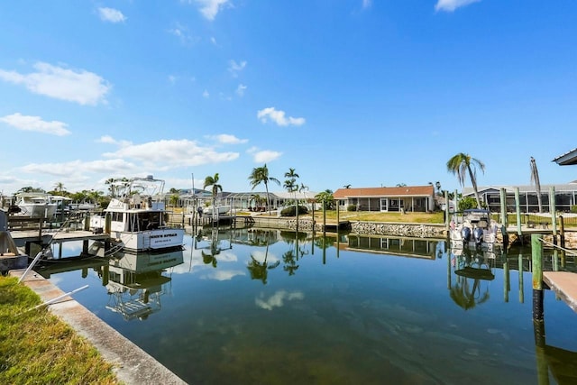 view of dock featuring a water view