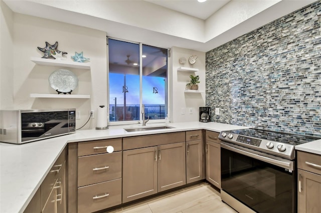 kitchen featuring appliances with stainless steel finishes, sink, and backsplash