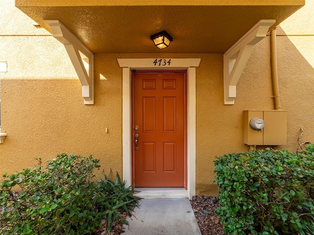 4734 Chatterton Way, Riverview, FL 33578 - view of exterior entry with stucco siding
