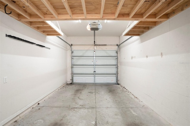 garage with a garage door opener