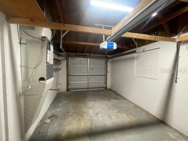 garage with a garage door opener