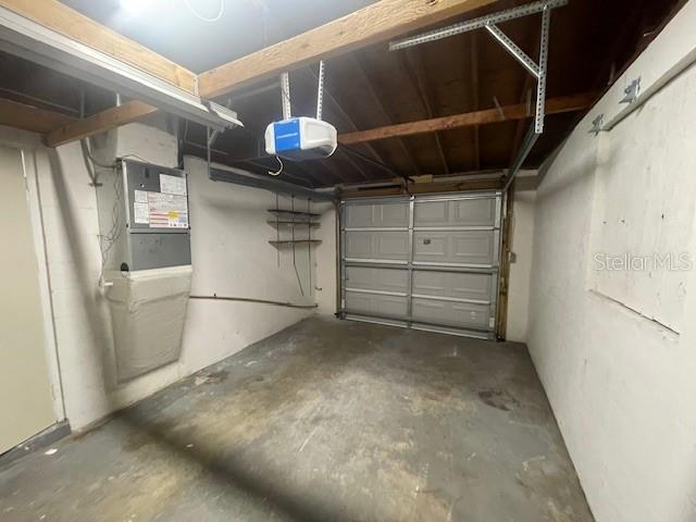 garage with a garage door opener