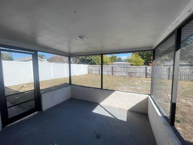 view of unfurnished sunroom