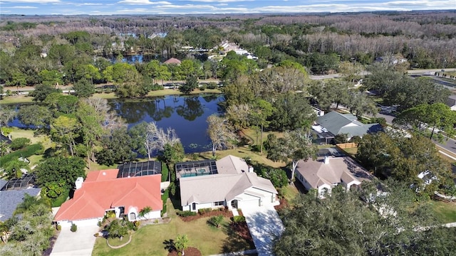 bird's eye view featuring a water view