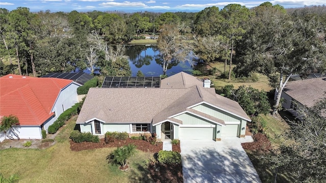 bird's eye view featuring a water view