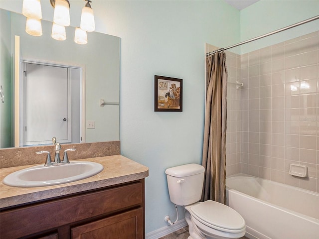 full bathroom with vanity, toilet, and shower / bath combo