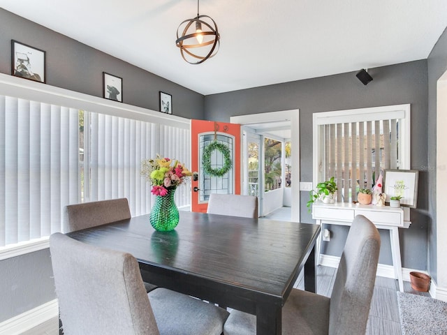 dining space featuring hardwood / wood-style flooring