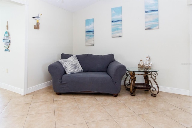 sitting room with light tile patterned floors