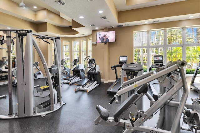 workout area with a wealth of natural light