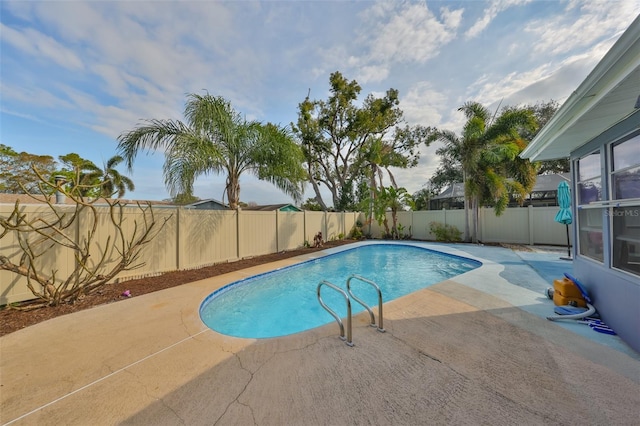 view of swimming pool featuring a patio area