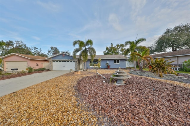 single story home with a garage