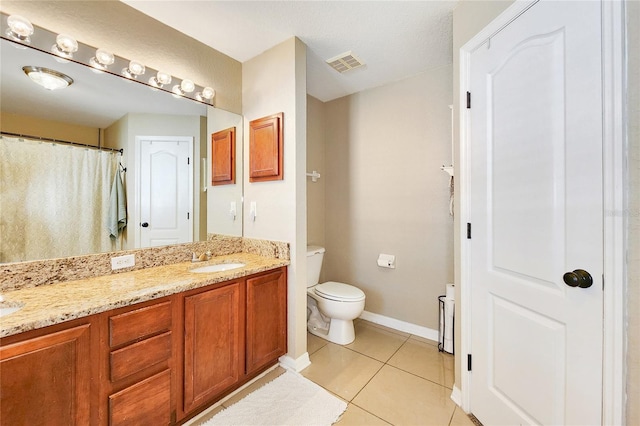 bathroom featuring tile patterned floors, toilet, and vanity