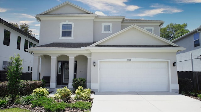 view of front of house with a garage