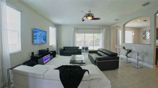 view of tiled living room