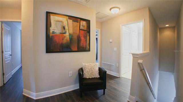 living area featuring dark hardwood / wood-style floors