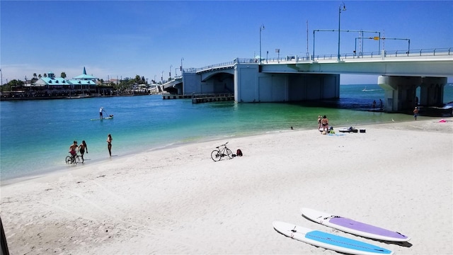 view of water feature featuring a view of the beach