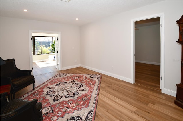 living room featuring light wood-type flooring