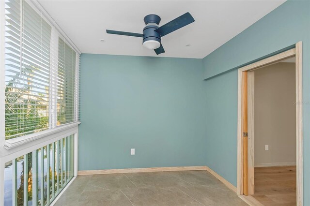 unfurnished room featuring ceiling fan