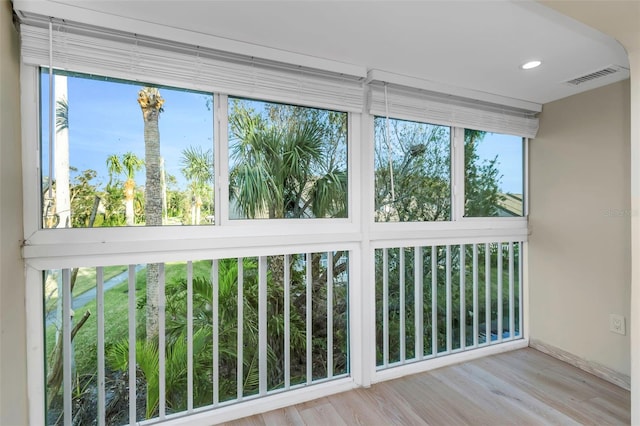 view of unfurnished sunroom