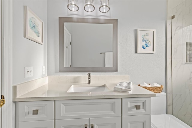 1881 Riveredge Dr, Tarpon Springs, FL 34689 - full bathroom with vanity and a marble finish shower