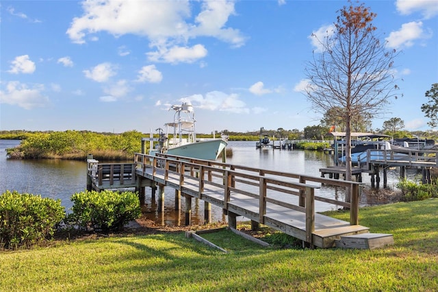 1881 Riveredge Dr, Tarpon Springs, FL 34689 - dock featuring a water view, a lawn, and boat lift