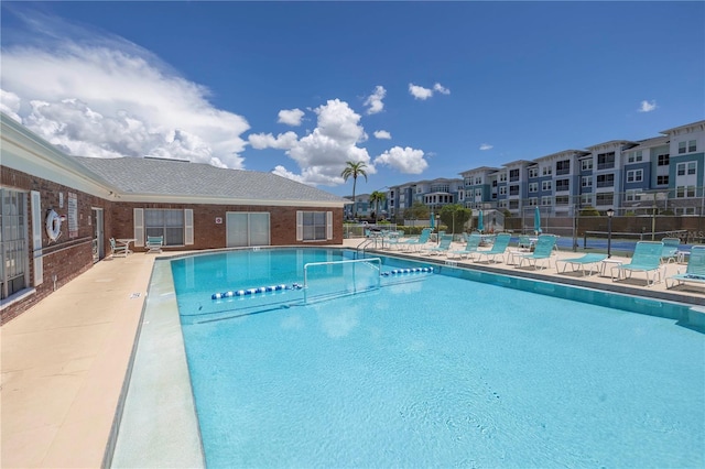 view of pool with a patio area