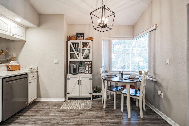 dining room with dark wood-type flooring