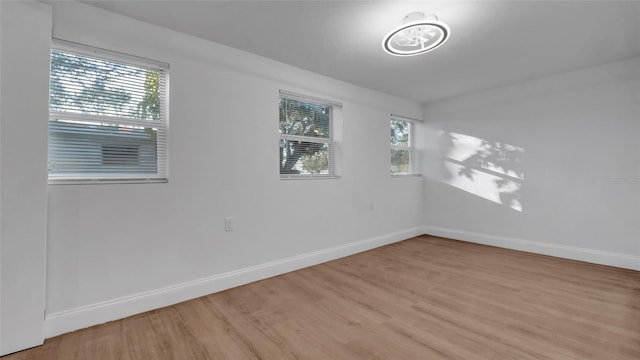 spare room with light hardwood / wood-style floors