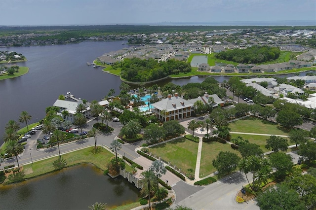 bird's eye view featuring a water view