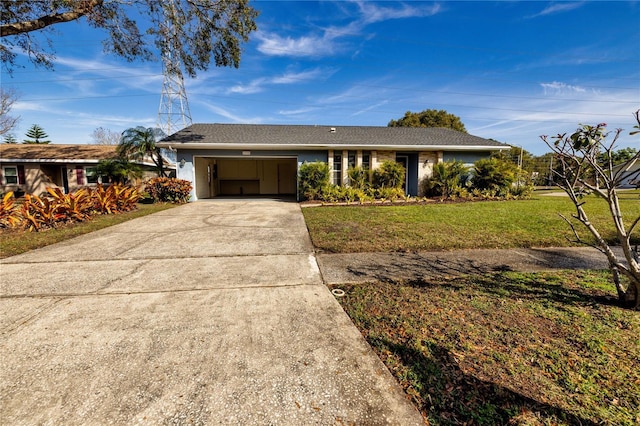 single story home with a front yard