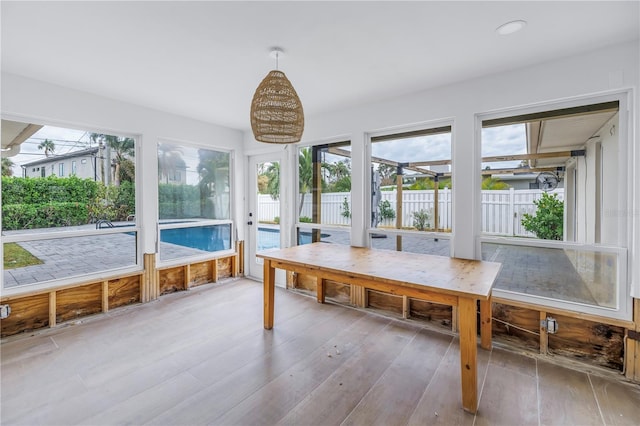 view of unfurnished sunroom