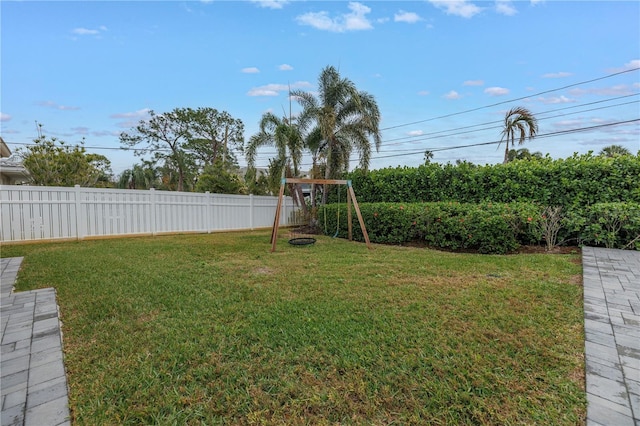 view of yard with a playground