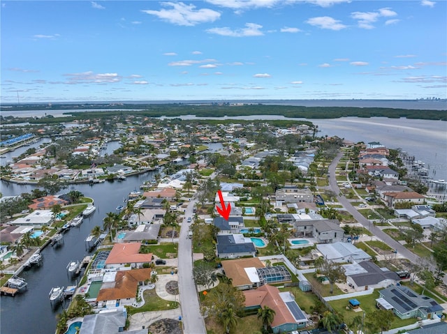 bird's eye view featuring a water view