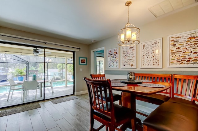 dining area with wood-type flooring